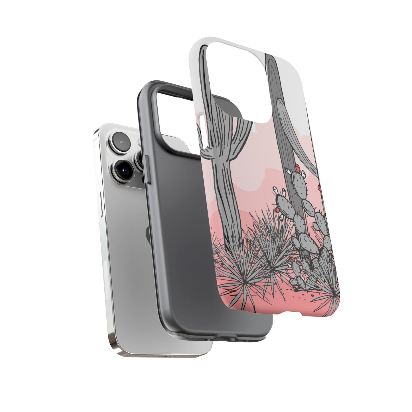 Pastel Cactus Sunset Protective Phone Case