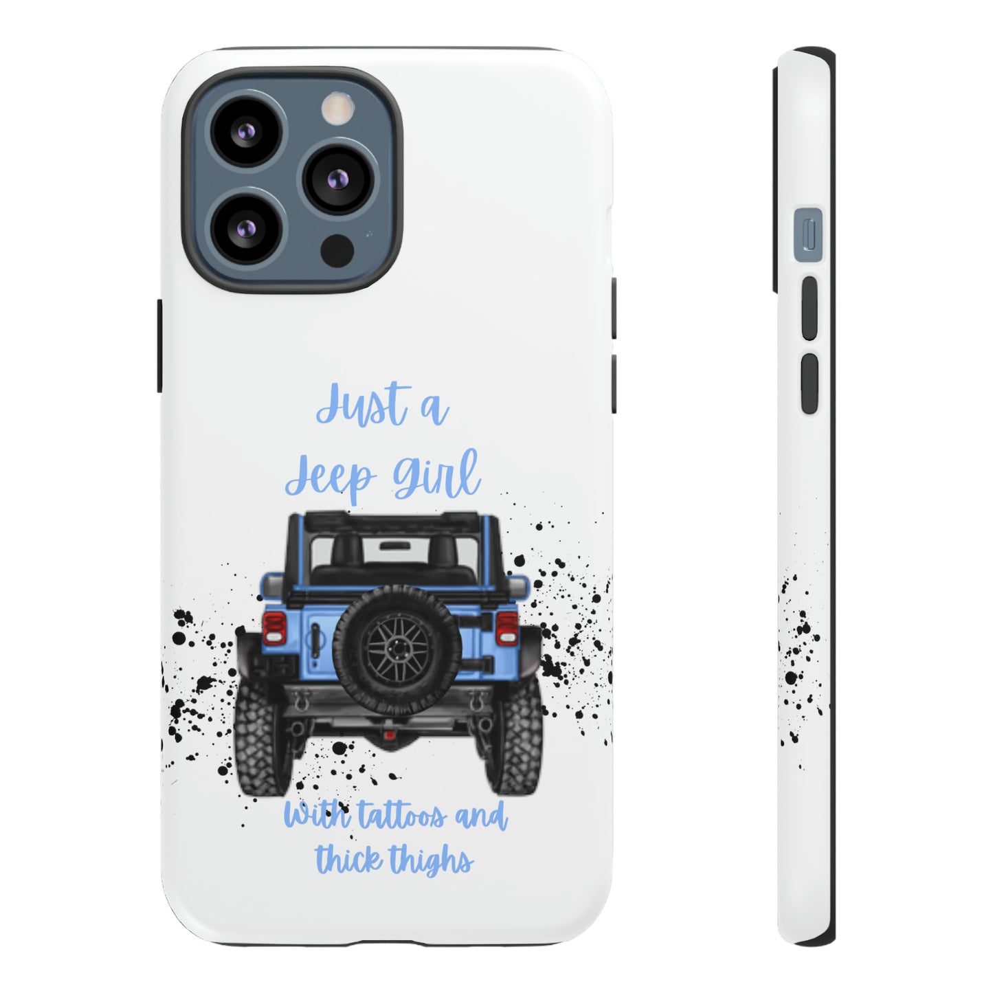 Off Road Girl with Tattoos and Thick Thighs Blue Protective Phone Case