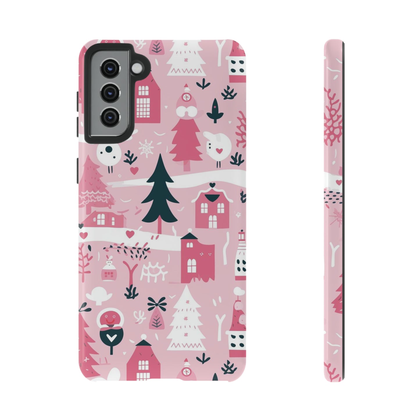 Pink Christmas Design Protective Case for Iphone, Samsung and Google Phones