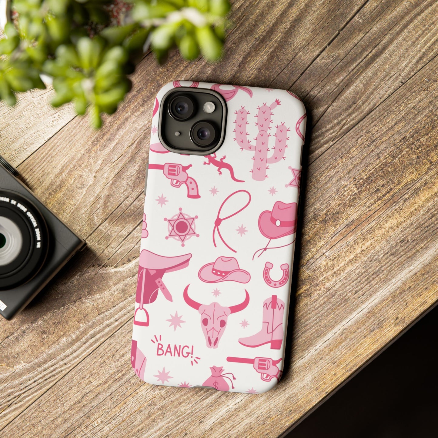 Pink Western Protective Phone Case for Iphone, Samsung and Google Phones