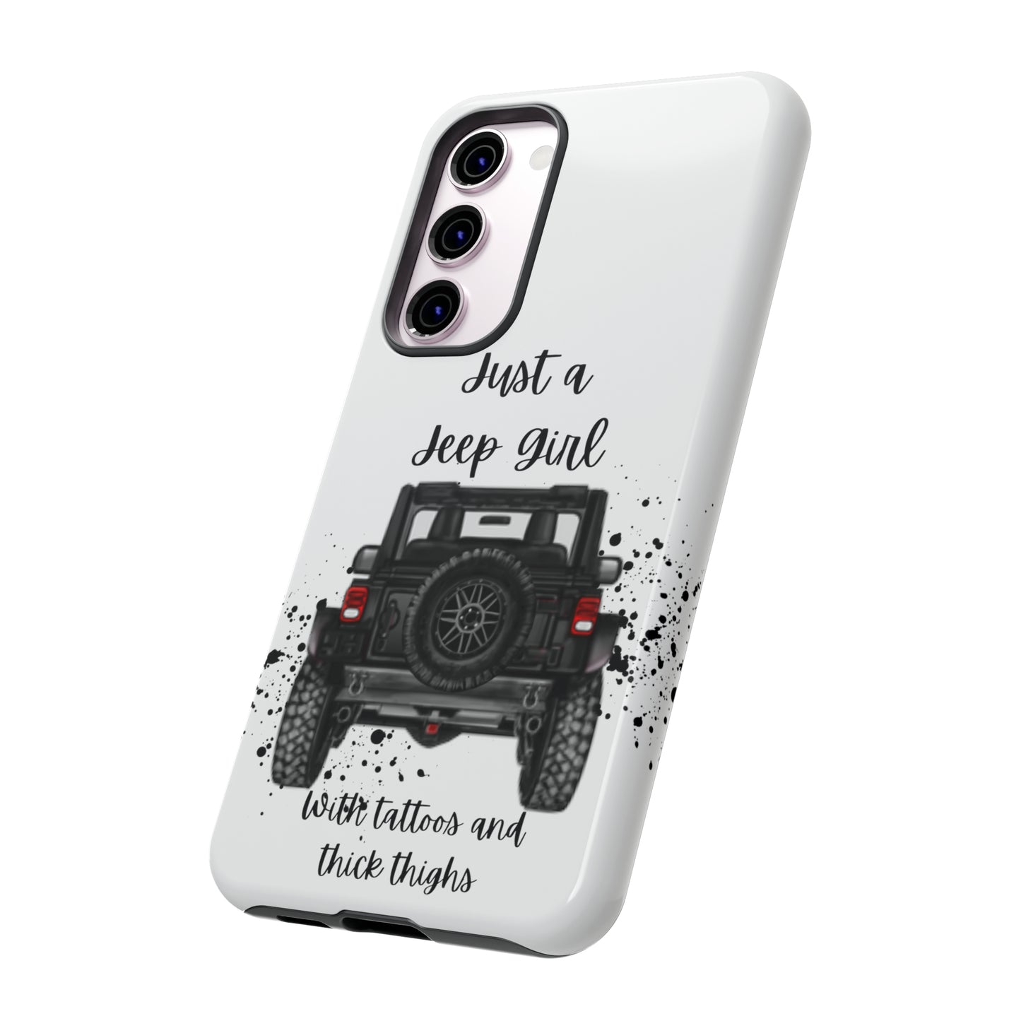 Off Road Girl with Tattoos and Thick Thighs Black Protective Phone Case