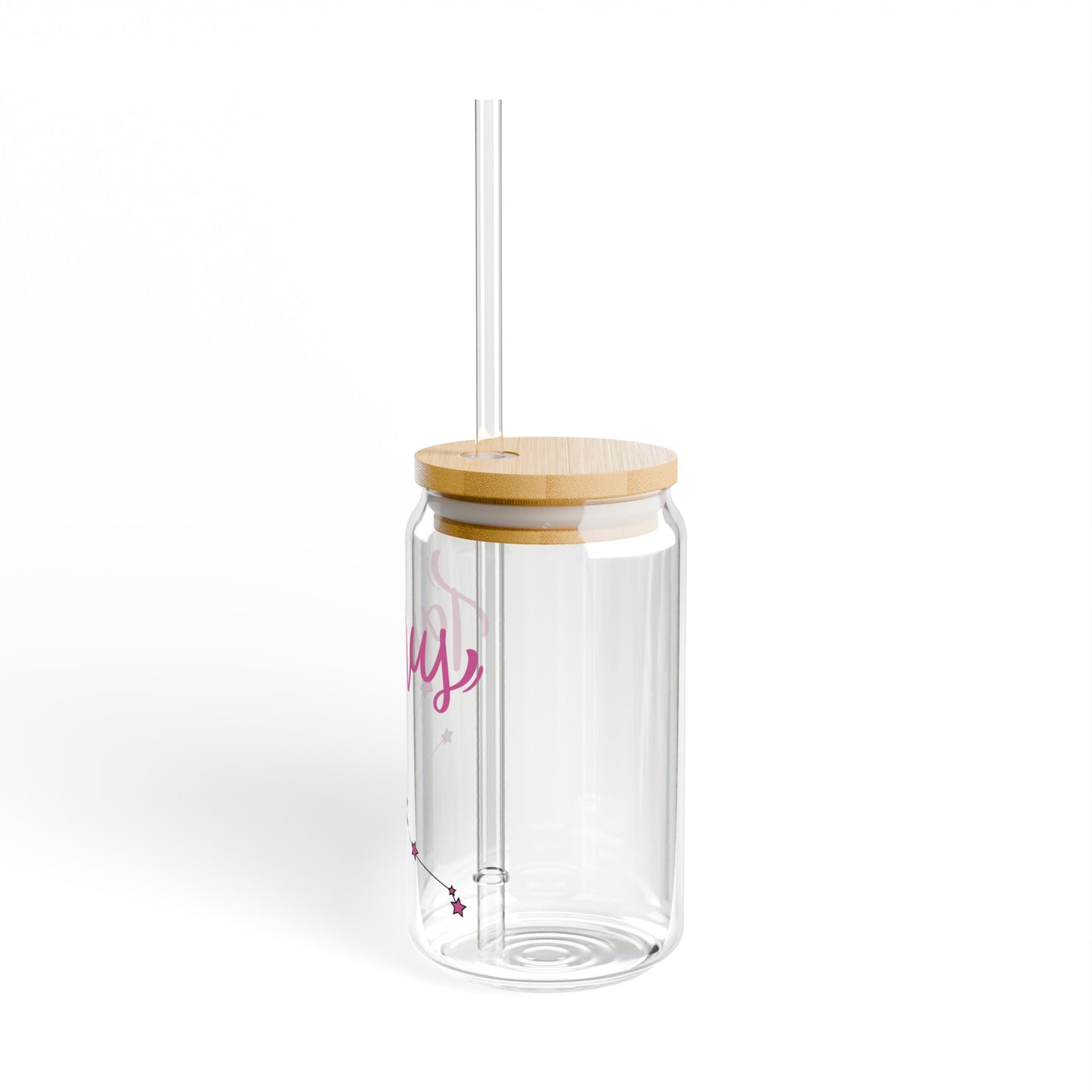 Taurus 16oz Glass Can with Lid and Straw