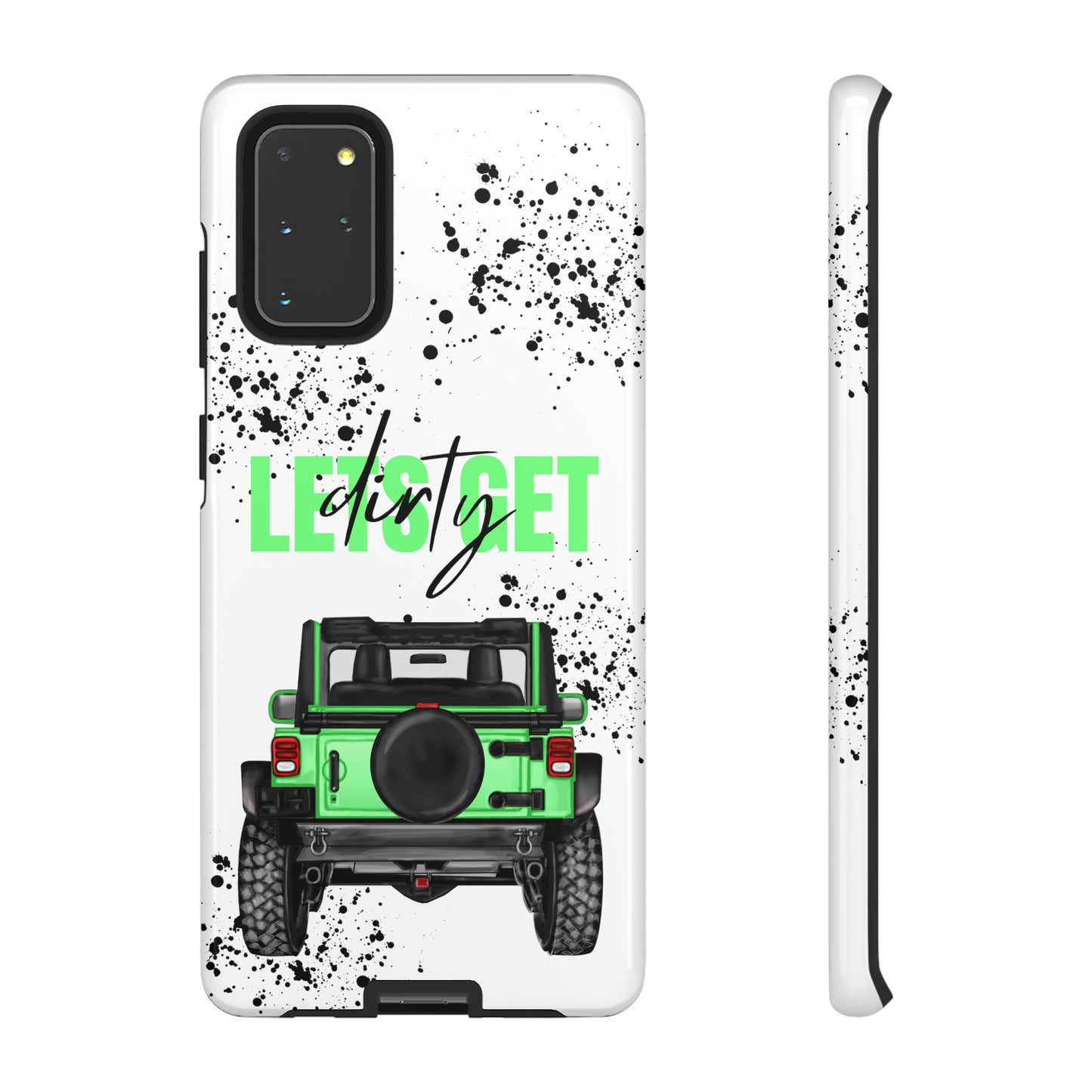 Lets Get Dirty Off Road Green Splatter Protective Phone Case