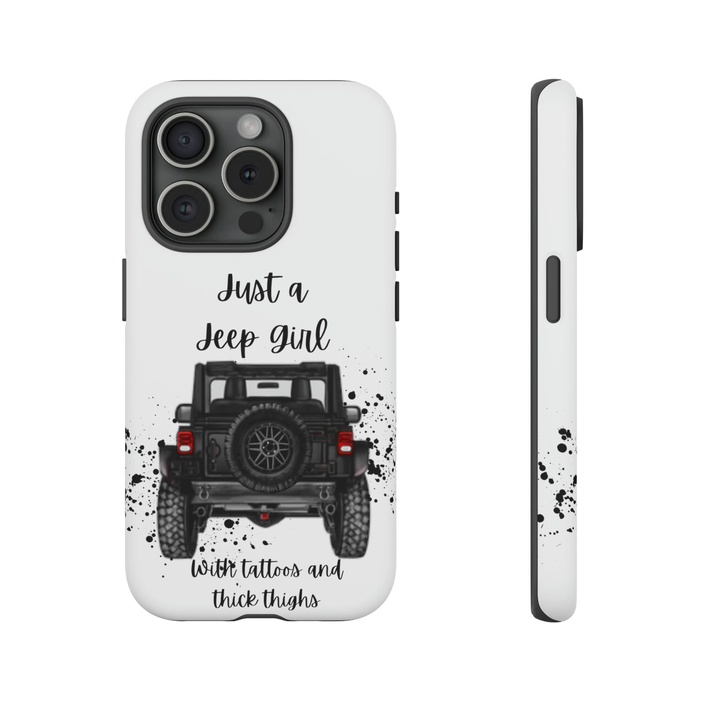 Off Road Girl with Tattoos and Thick Thighs Black Protective Phone Case