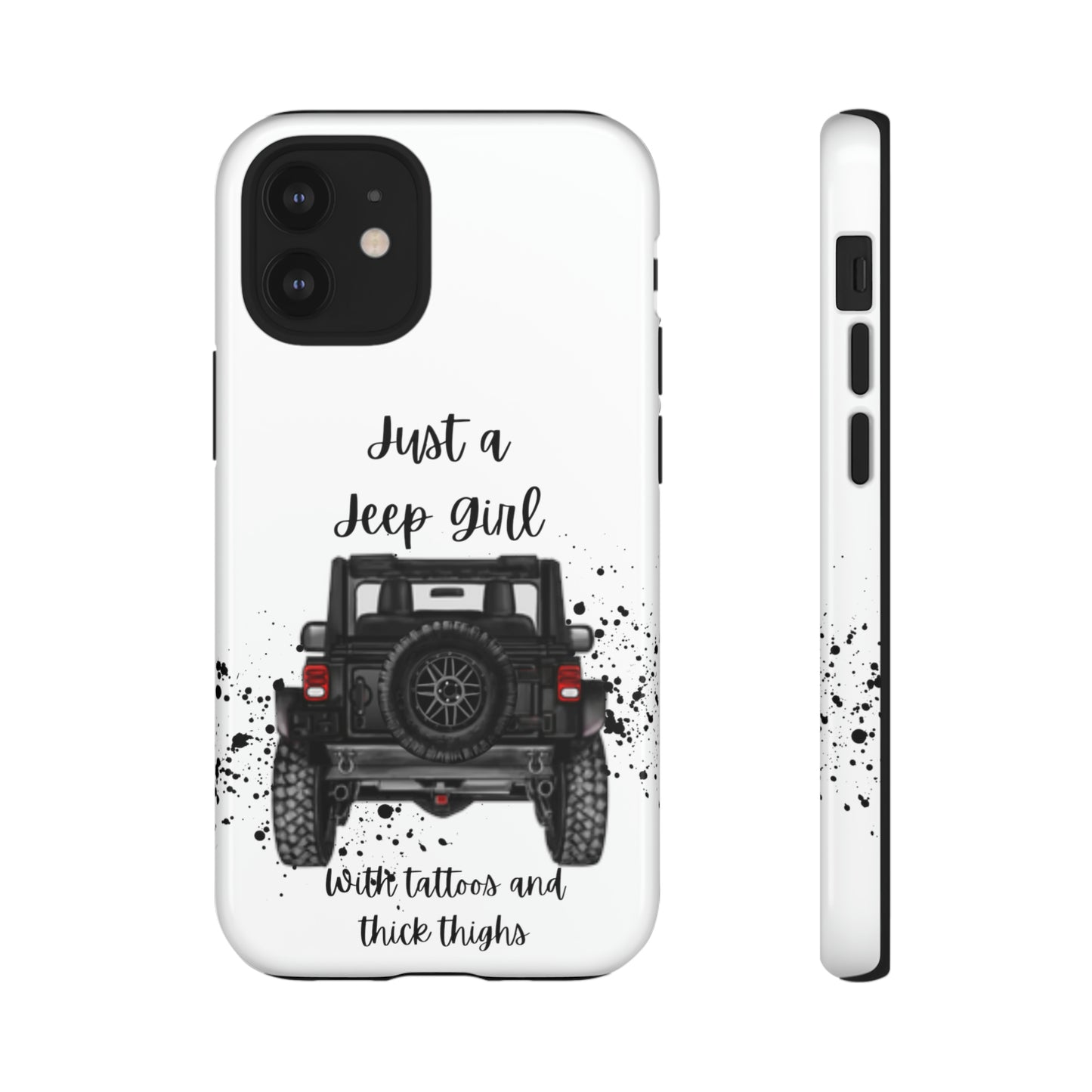 Off Road Girl with Tattoos and Thick Thighs Black Protective Phone Case