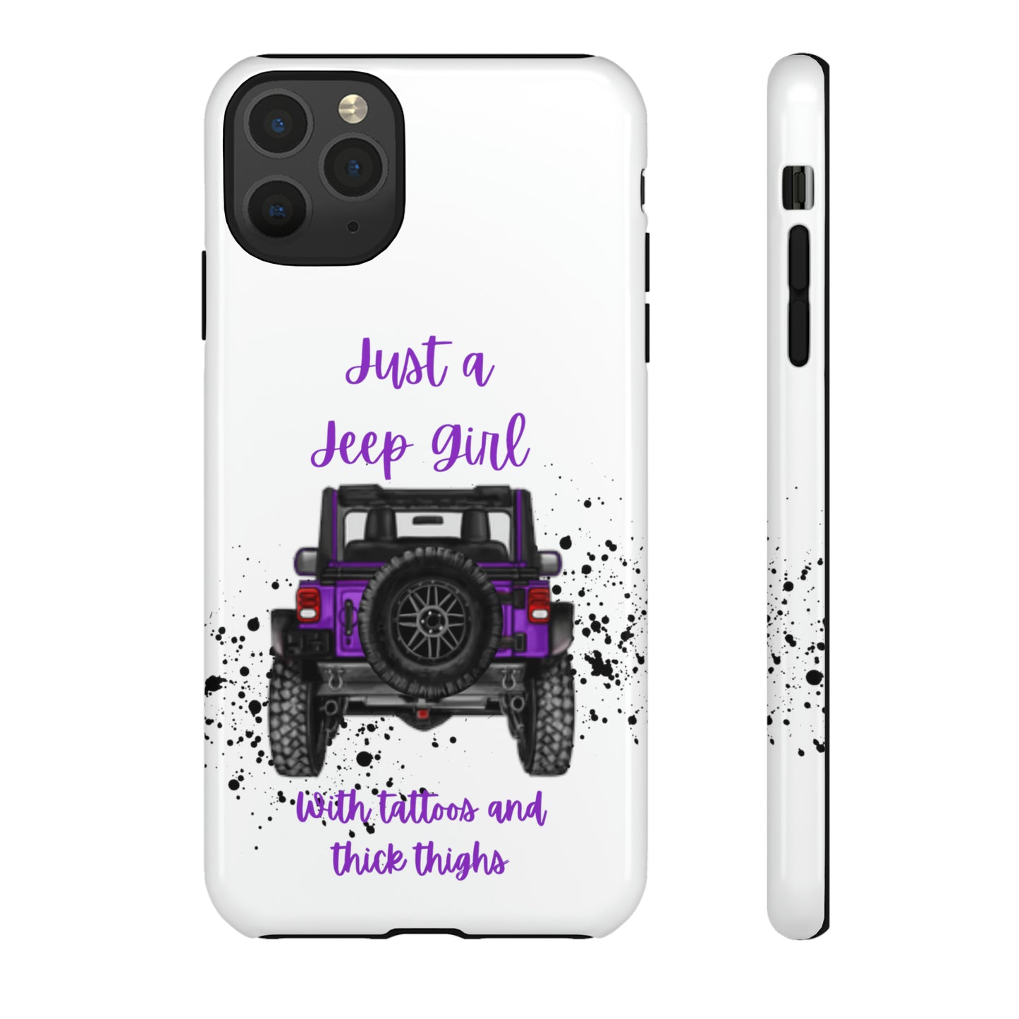 Off Road Girl with Tattoos and Thick Thighs Purple Protective Phone Case