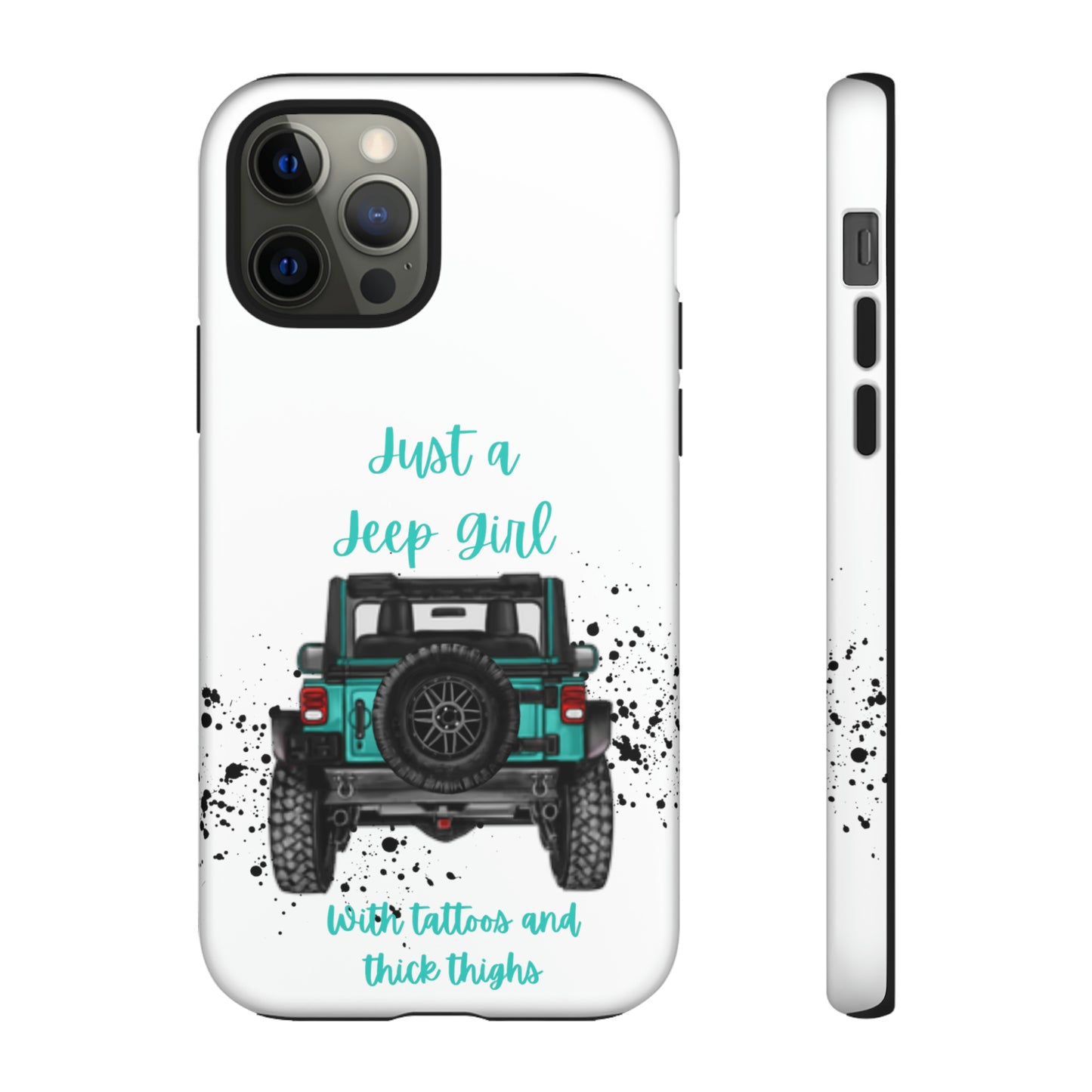 Off Road Girl with Tattoos and Thick Thighs Turquoise Protective Phone Case