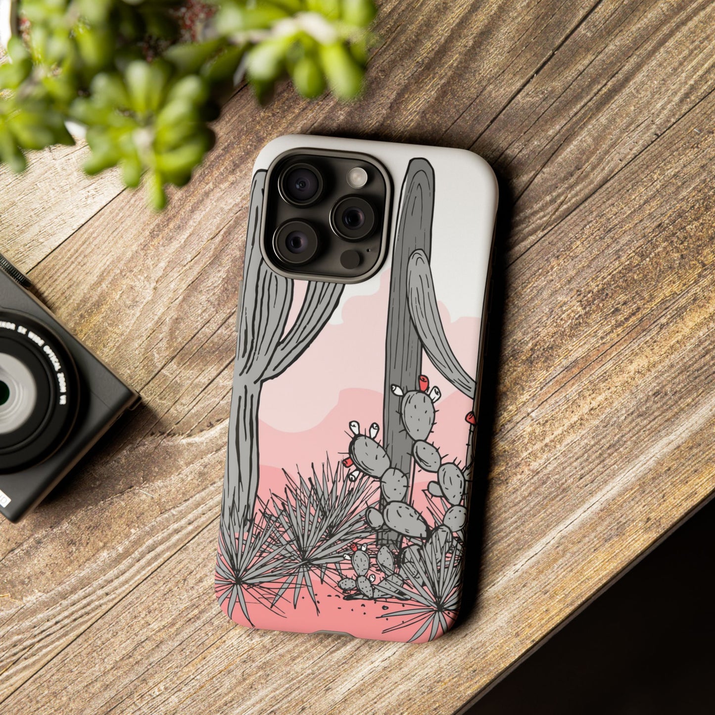 Pastel Cactus Sunset Protective Phone Case