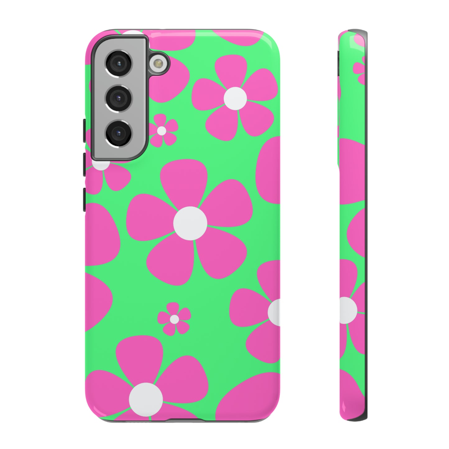 Green with pink flowers protective case