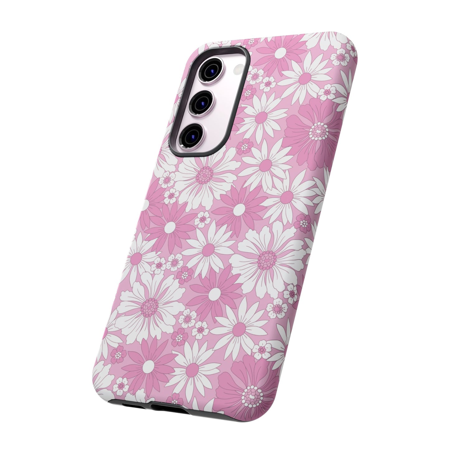 Pink and White Flowers Protective Phone Case