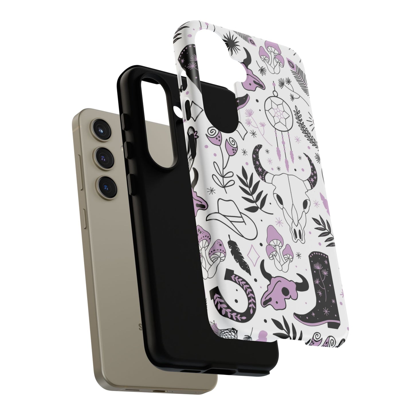 Purple and Black Western Protective Drop Proof Case Iphone, Samsung and Google phones