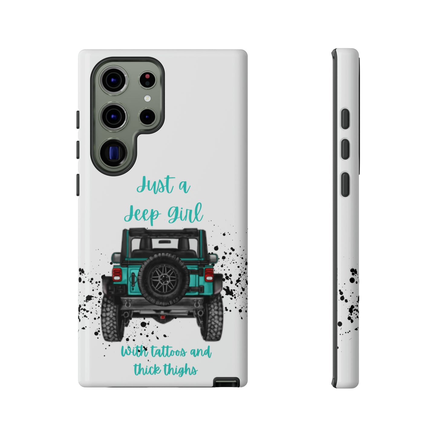 Off Road Girl with Tattoos and Thick Thighs Turquoise Protective Phone Case