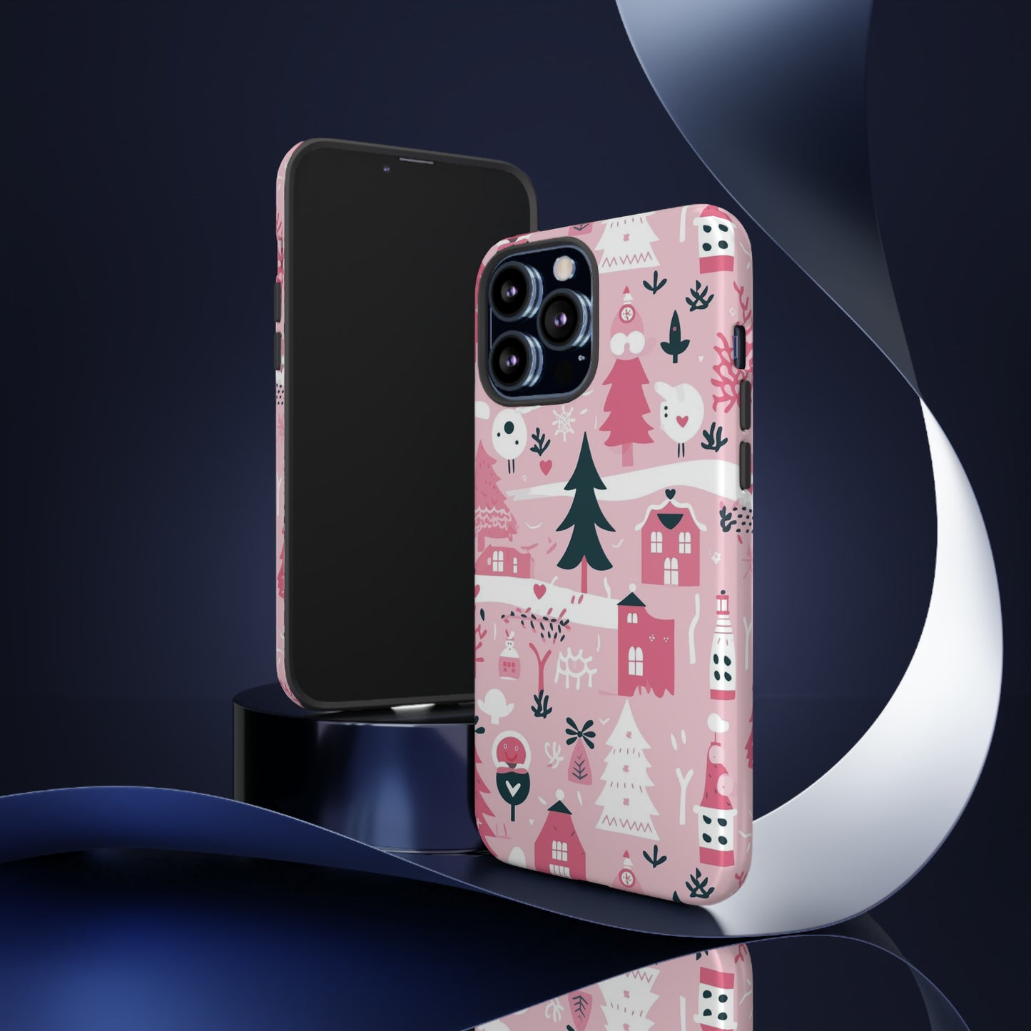 Pink Christmas Design Protective Case for Iphone, Samsung and Google Phones