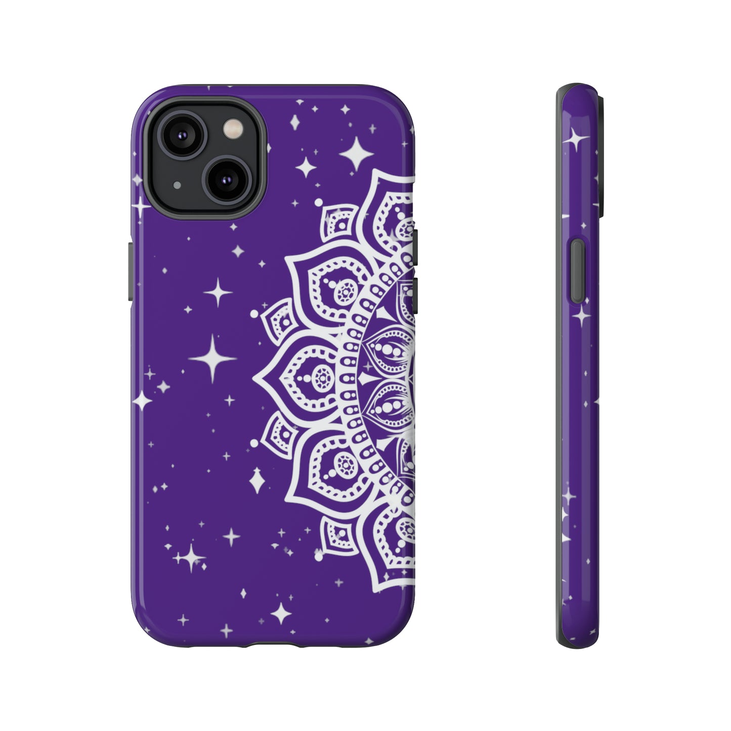 Purple mandala protective phone case for iPhone, Samsung and Google