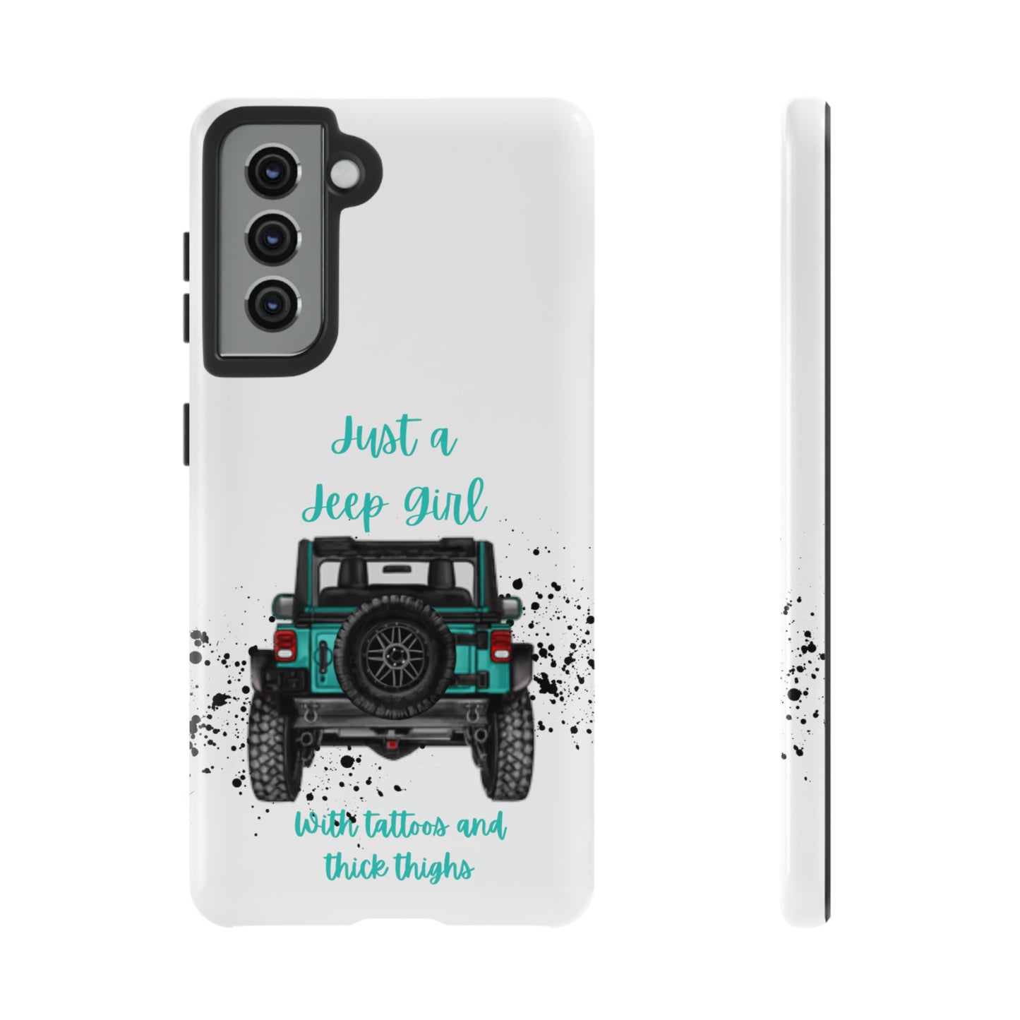 Off Road Girl with Tattoos and Thick Thighs Turquoise Protective Phone Case