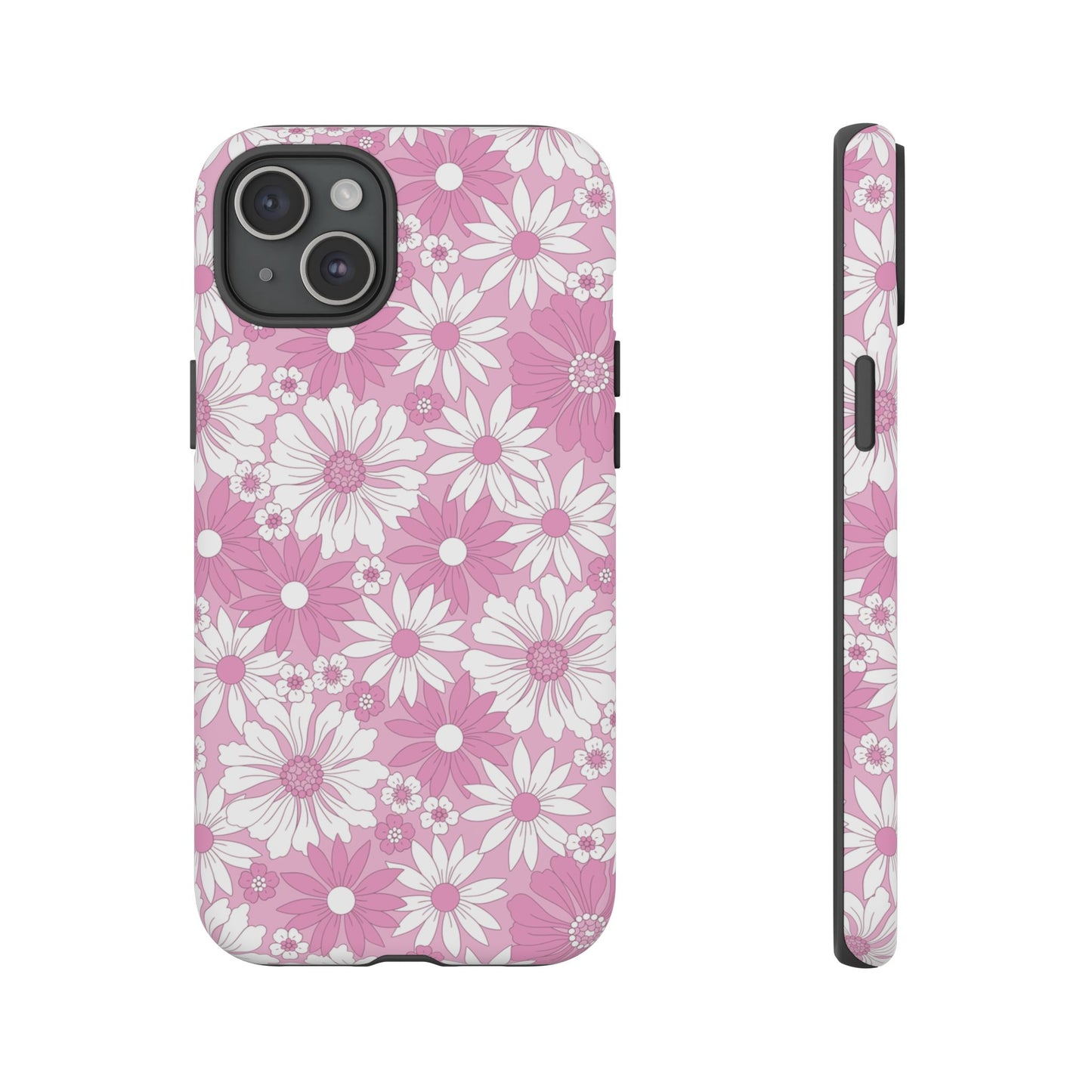 Pink and White Flowers Protective Phone Case