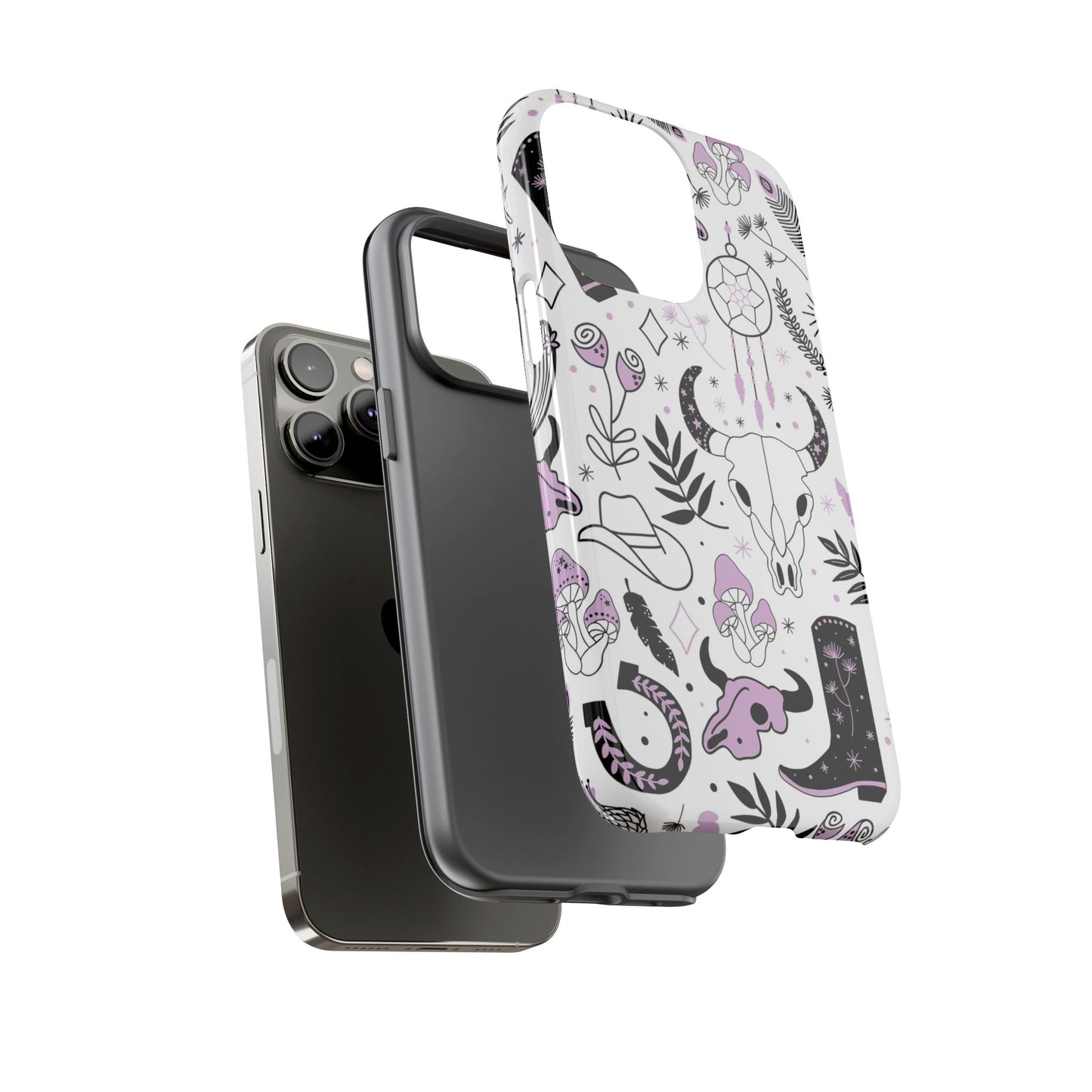 Purple and Black Western Protective Drop Proof Case Iphone, Samsung and Google phones