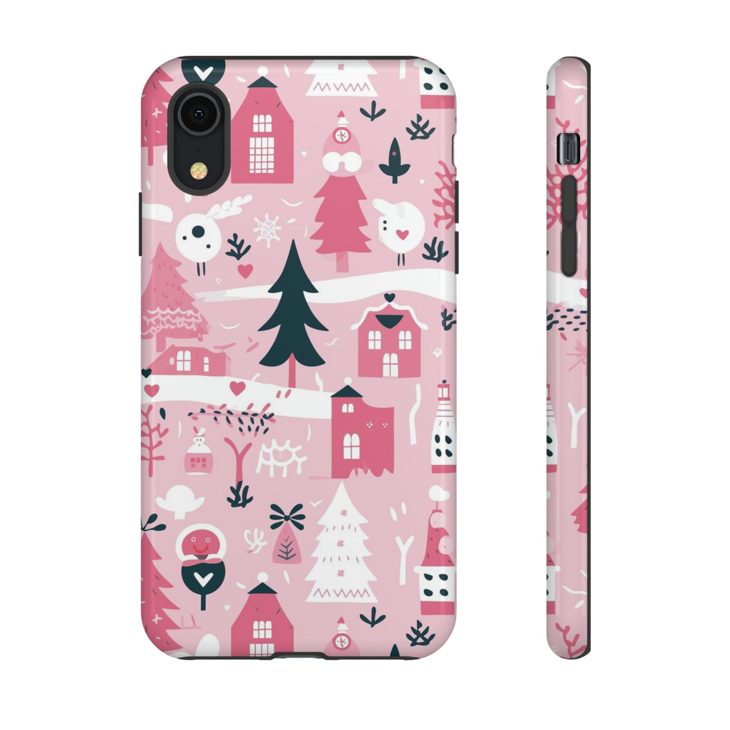 Pink Christmas Design Protective Case for Iphone, Samsung and Google Phones