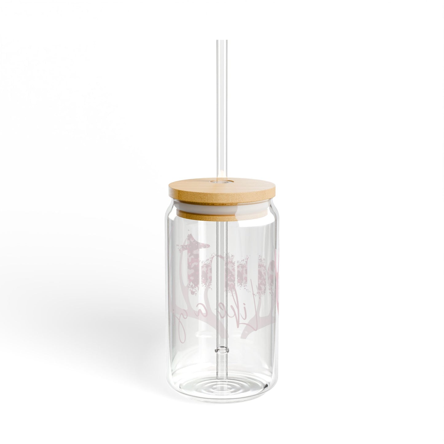 Hunt Like A Girl 16oz Glass Cup with Bamboo Lid and Glass Straw