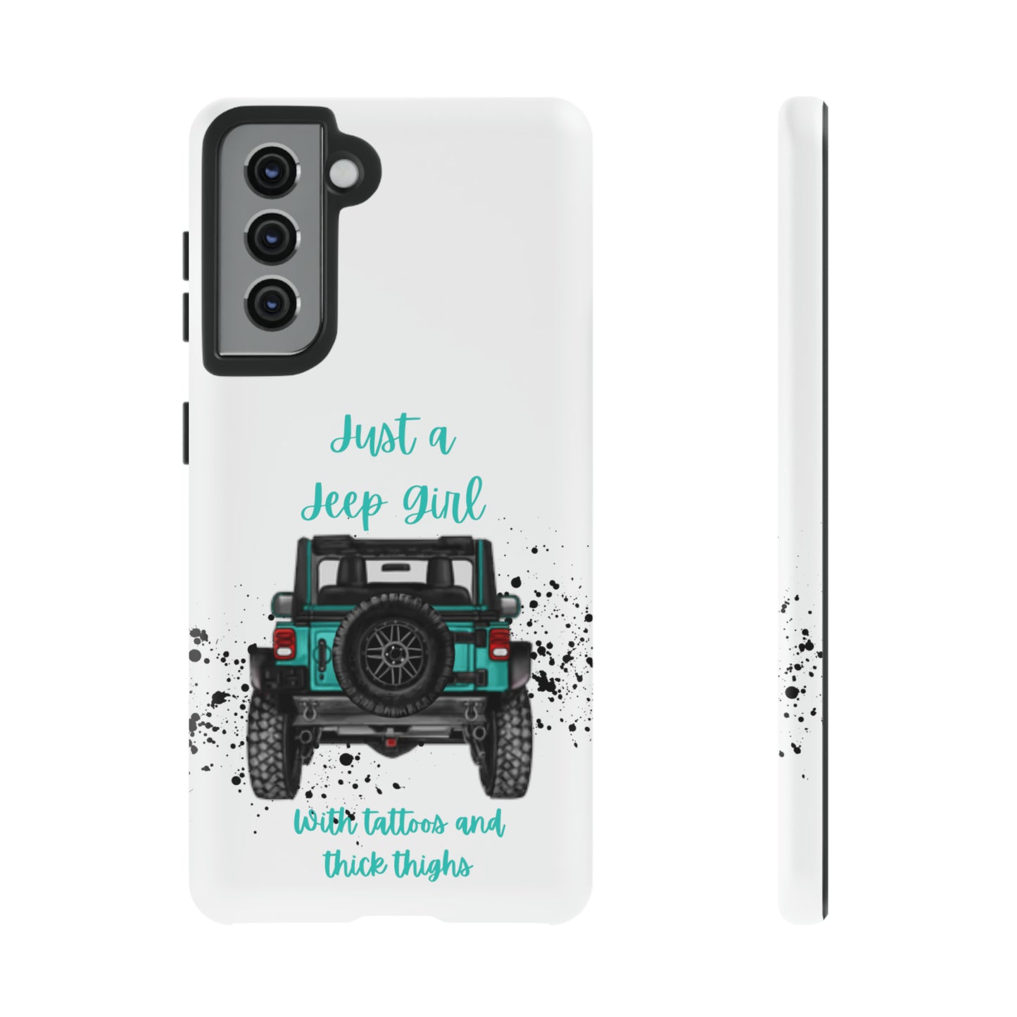 Off Road Girl with Tattoos and Thick Thighs Turquoise Protective Phone Case