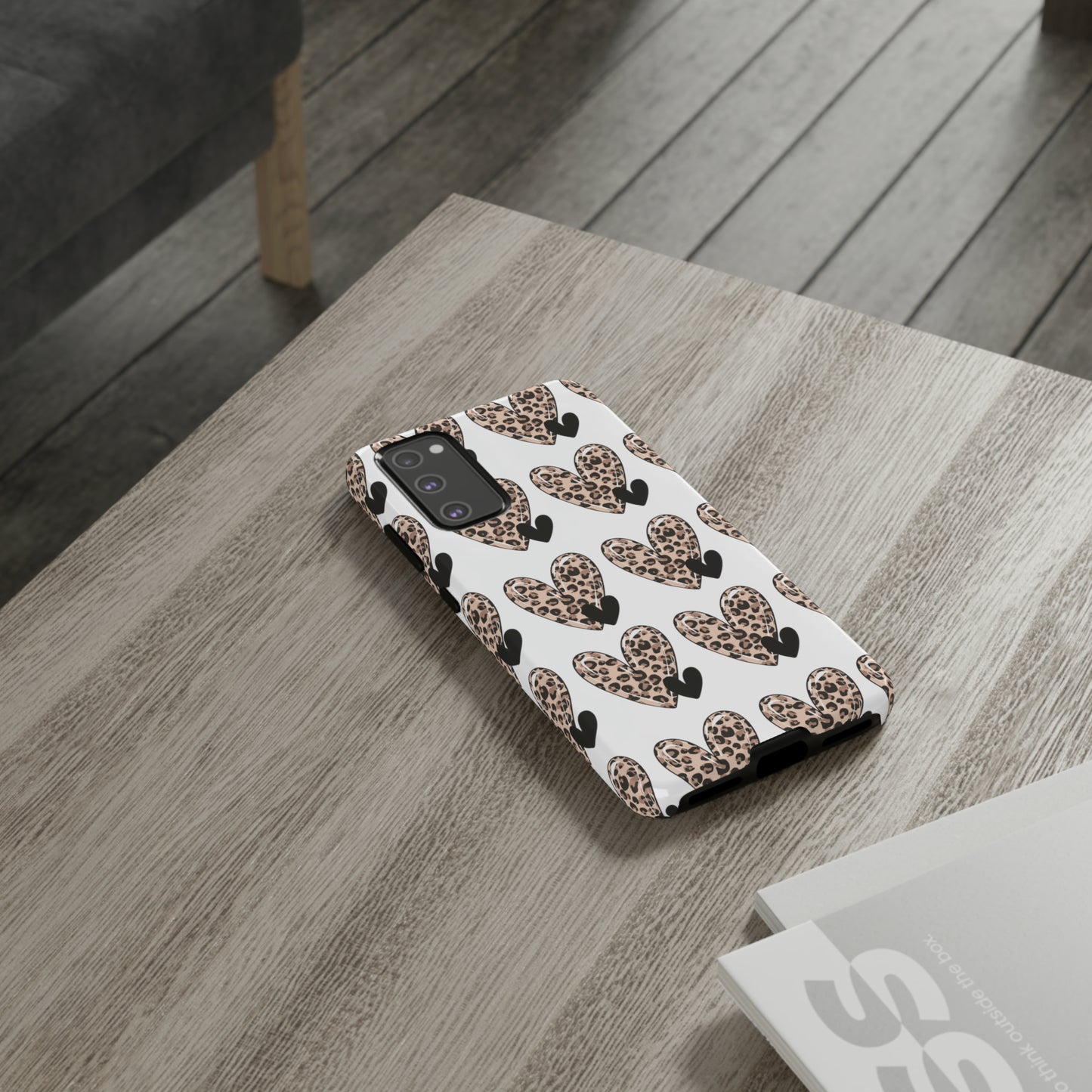 Leopard Hearts Protective Case for IPhone. Samsung and Google phones