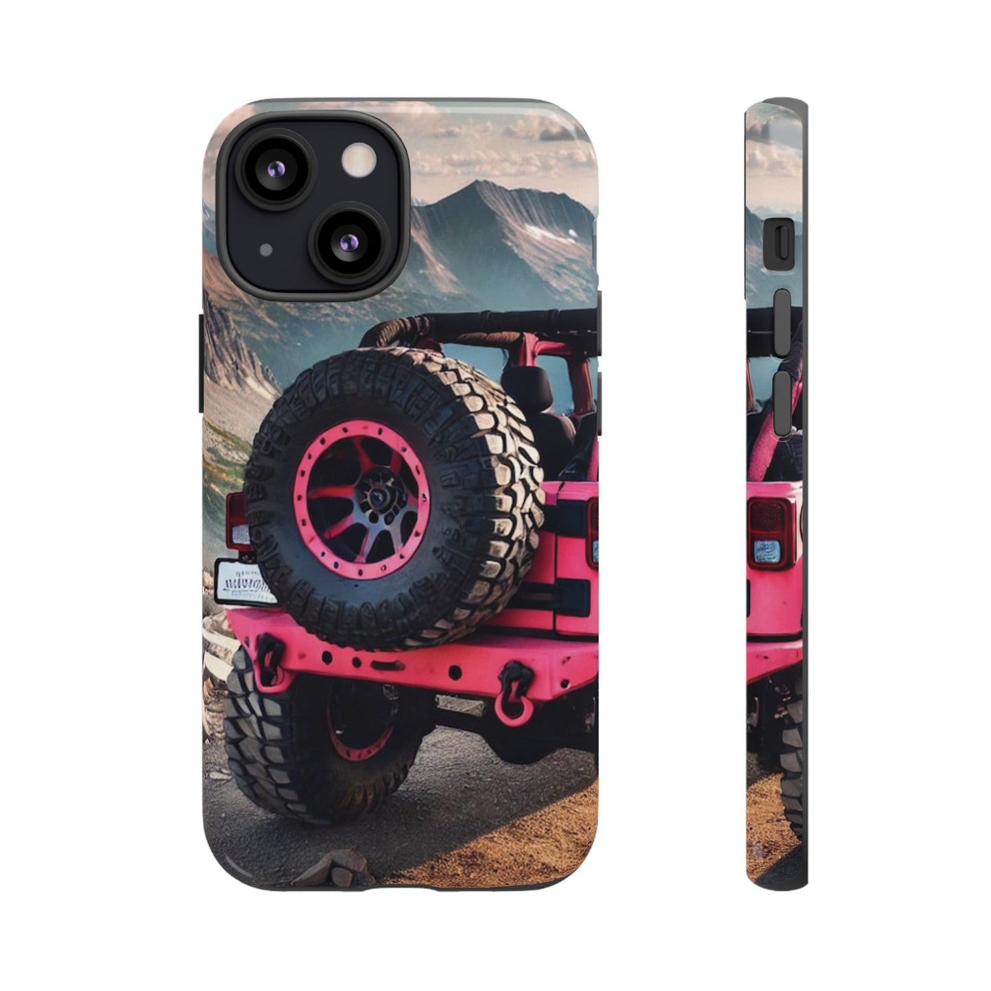 Pink Jeep Tire Protective Phone Case