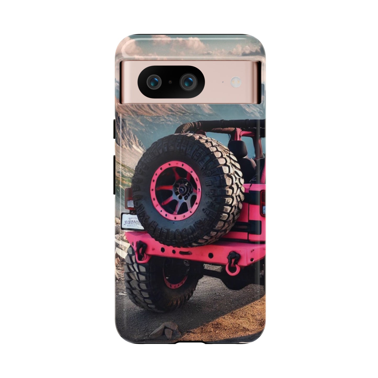 Pink Jeep Tire Protective Phone Case