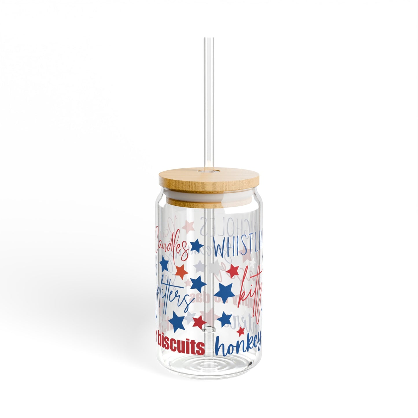 Joe Dirt Fireworks 16oz Glass Can with Lid and Straw