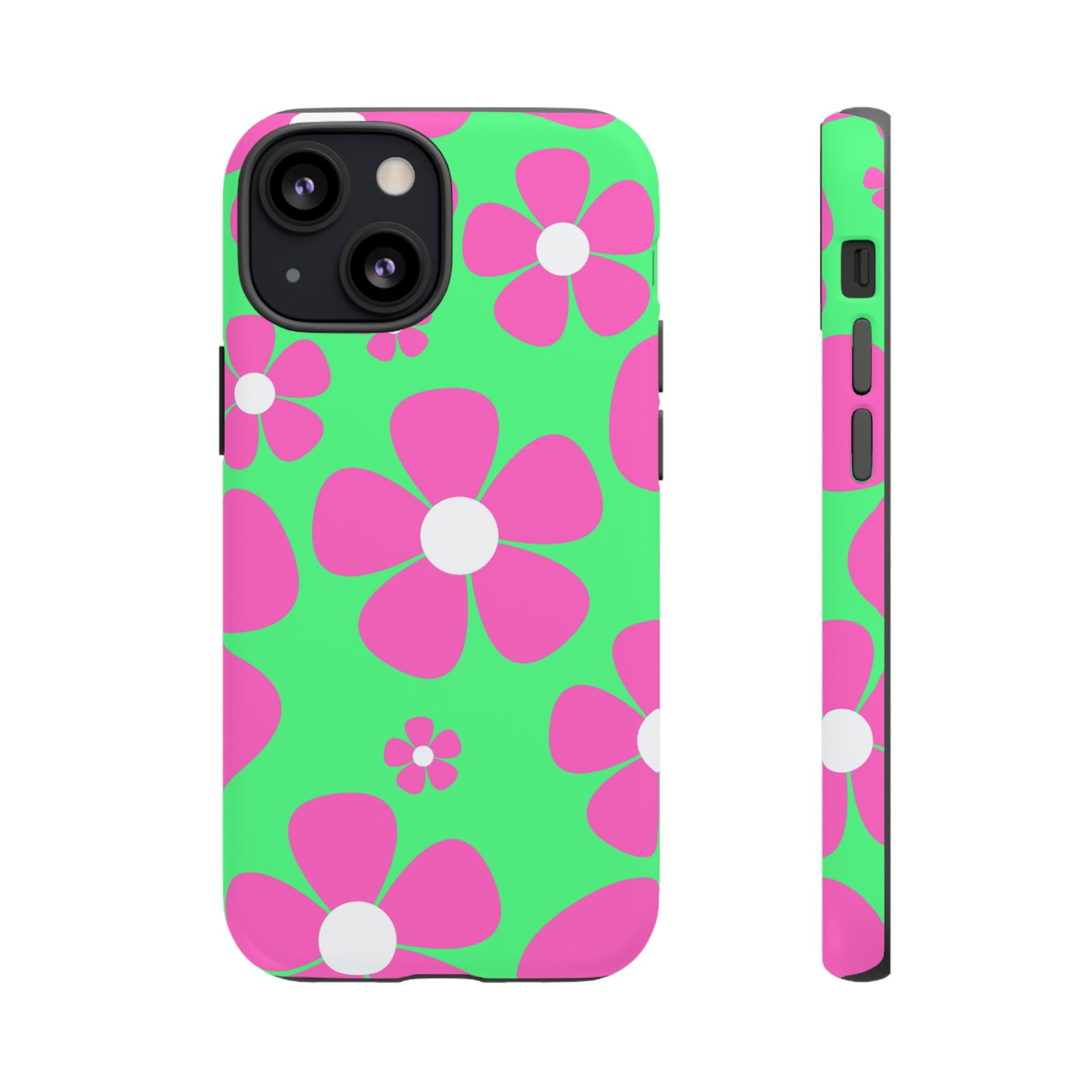 Green with pink flowers protective case