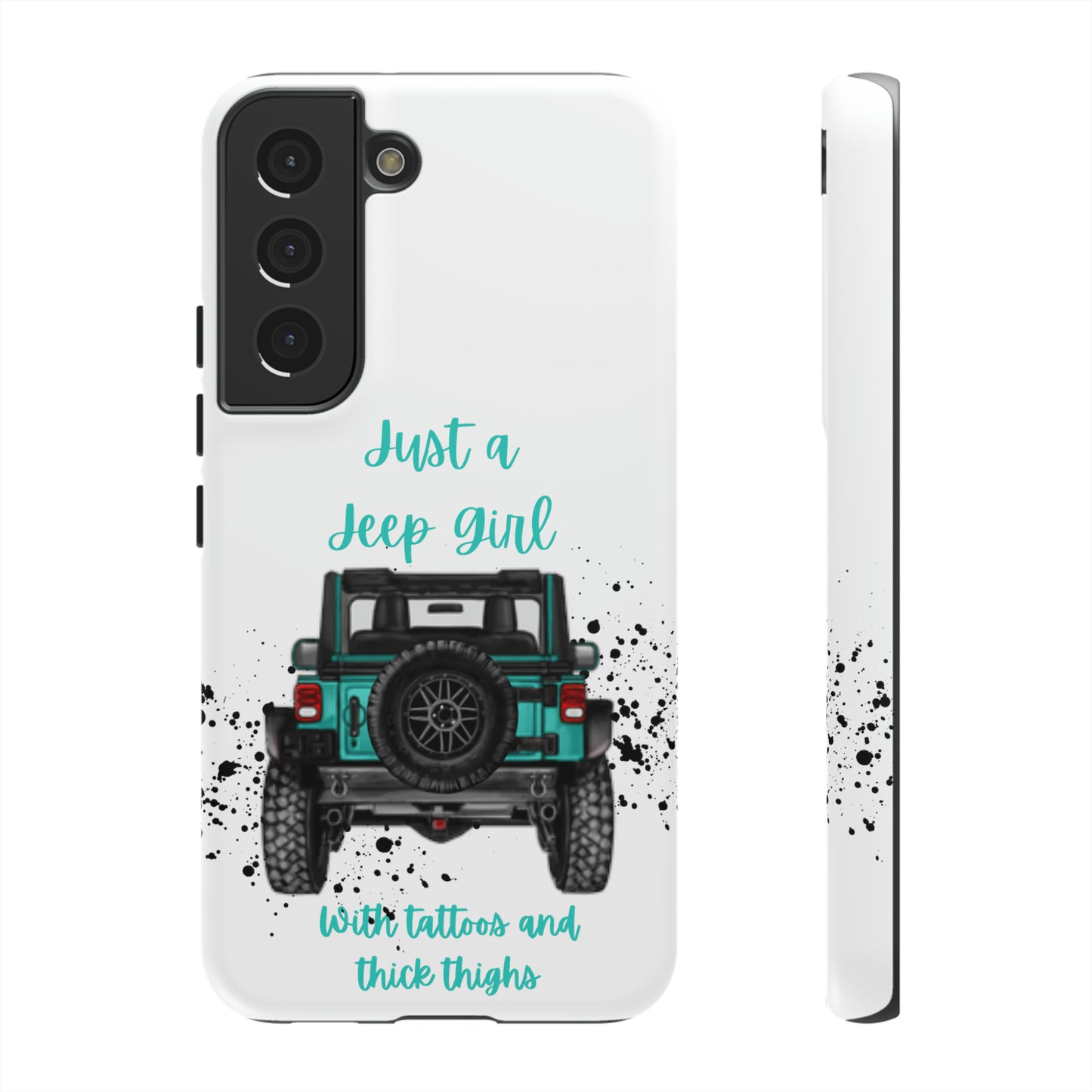 Off Road Girl with Tattoos and Thick Thighs Turquoise Protective Phone Case