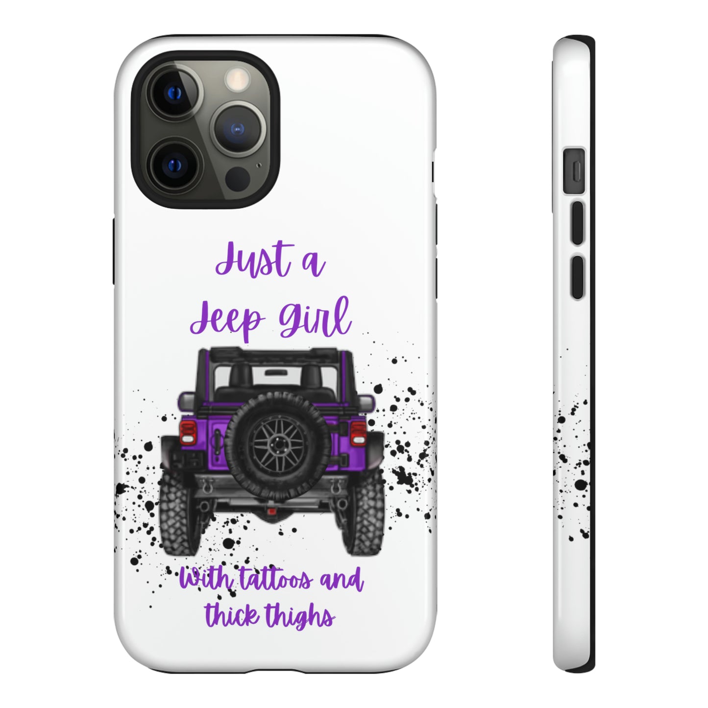 Off Road Girl with Tattoos and Thick Thighs Purple Protective Phone Case