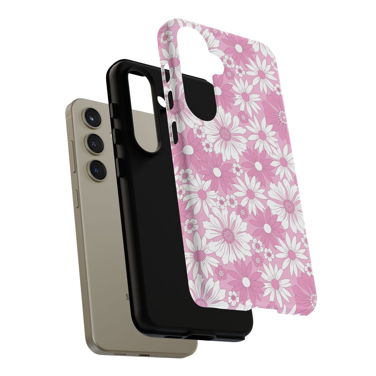 Pink and White Flowers Protective Phone Case