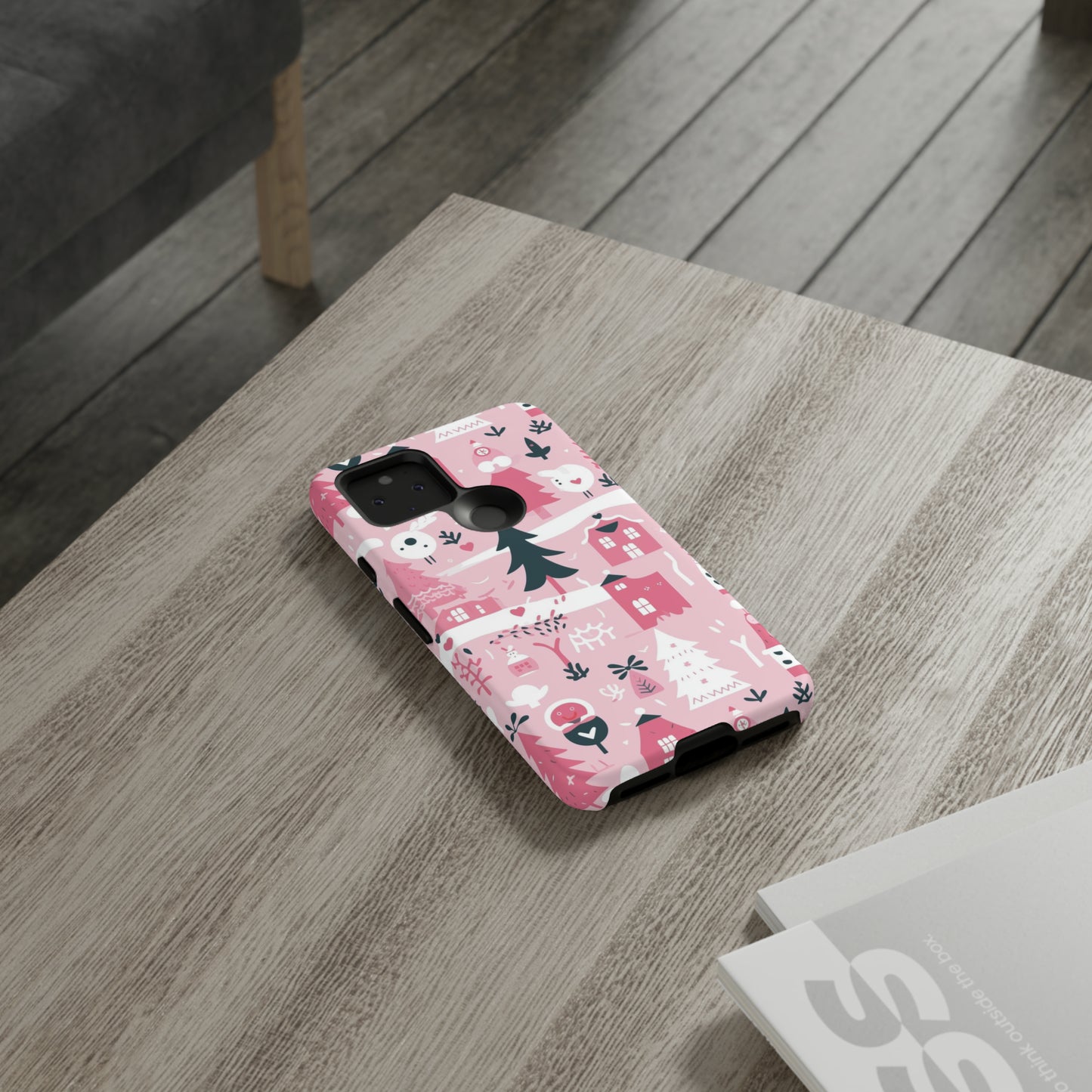 Pink Christmas Design Protective Case for Iphone, Samsung and Google Phones