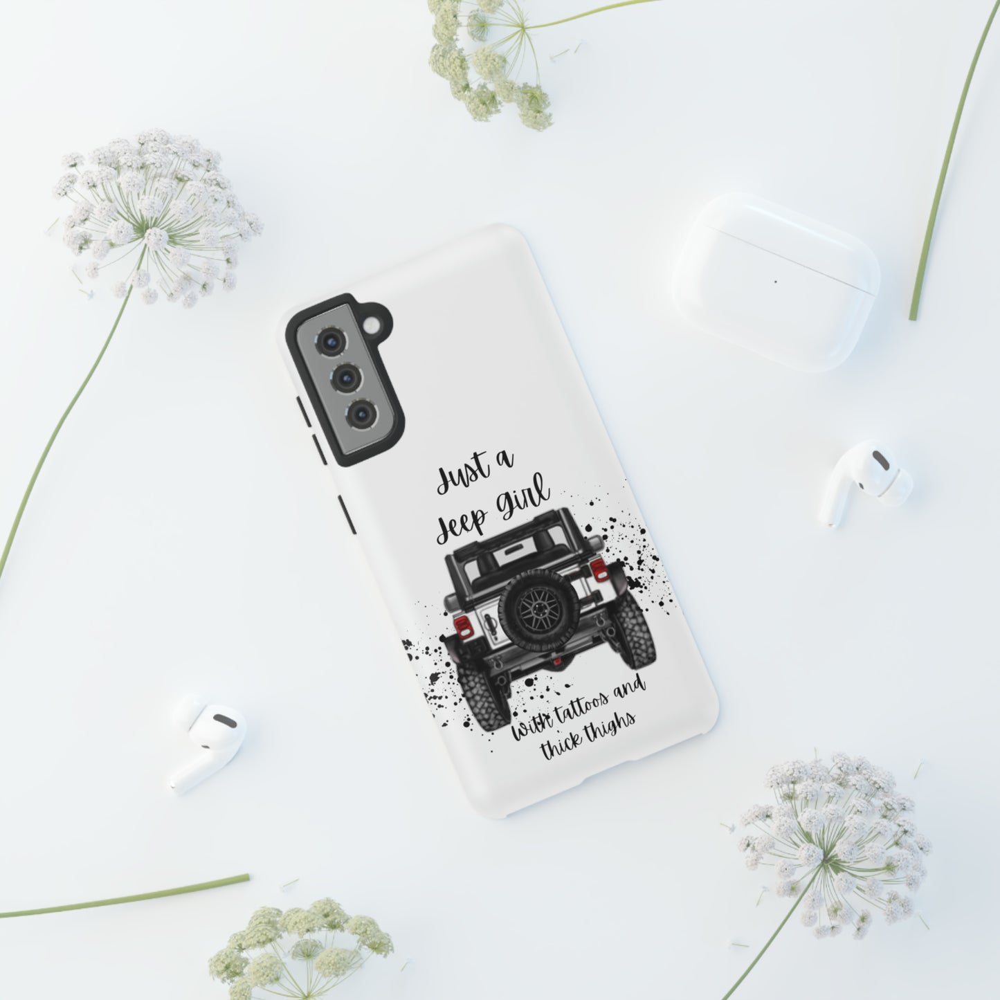 Off Road Girl with Tattoos and Thick Thighs Black Protective Phone Case