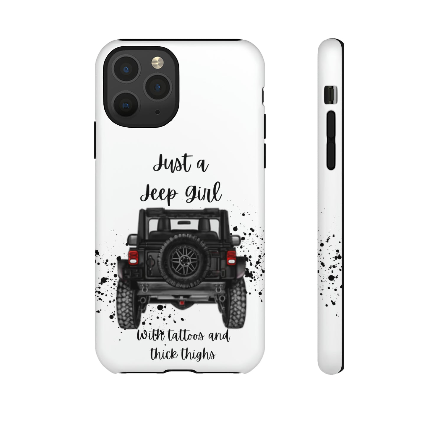 Off Road Girl with Tattoos and Thick Thighs Black Protective Phone Case