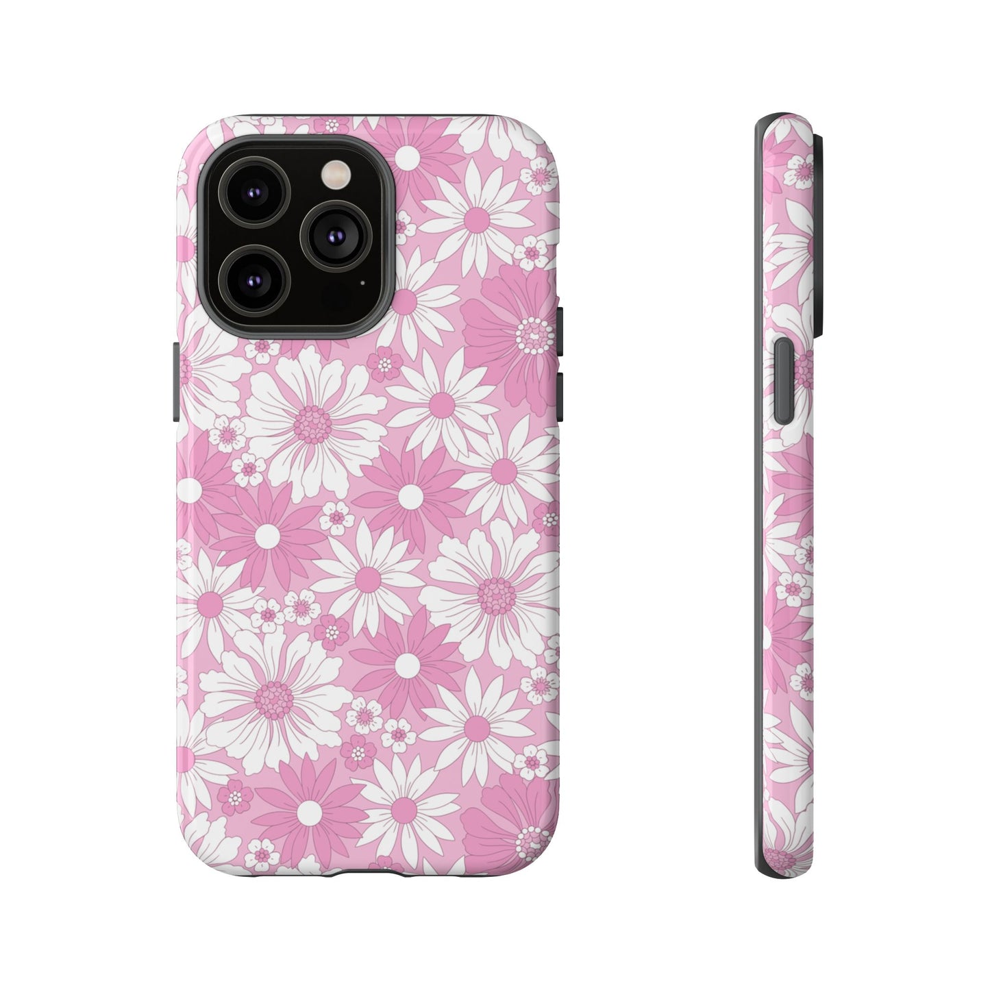 Pink and White Flowers Protective Phone Case