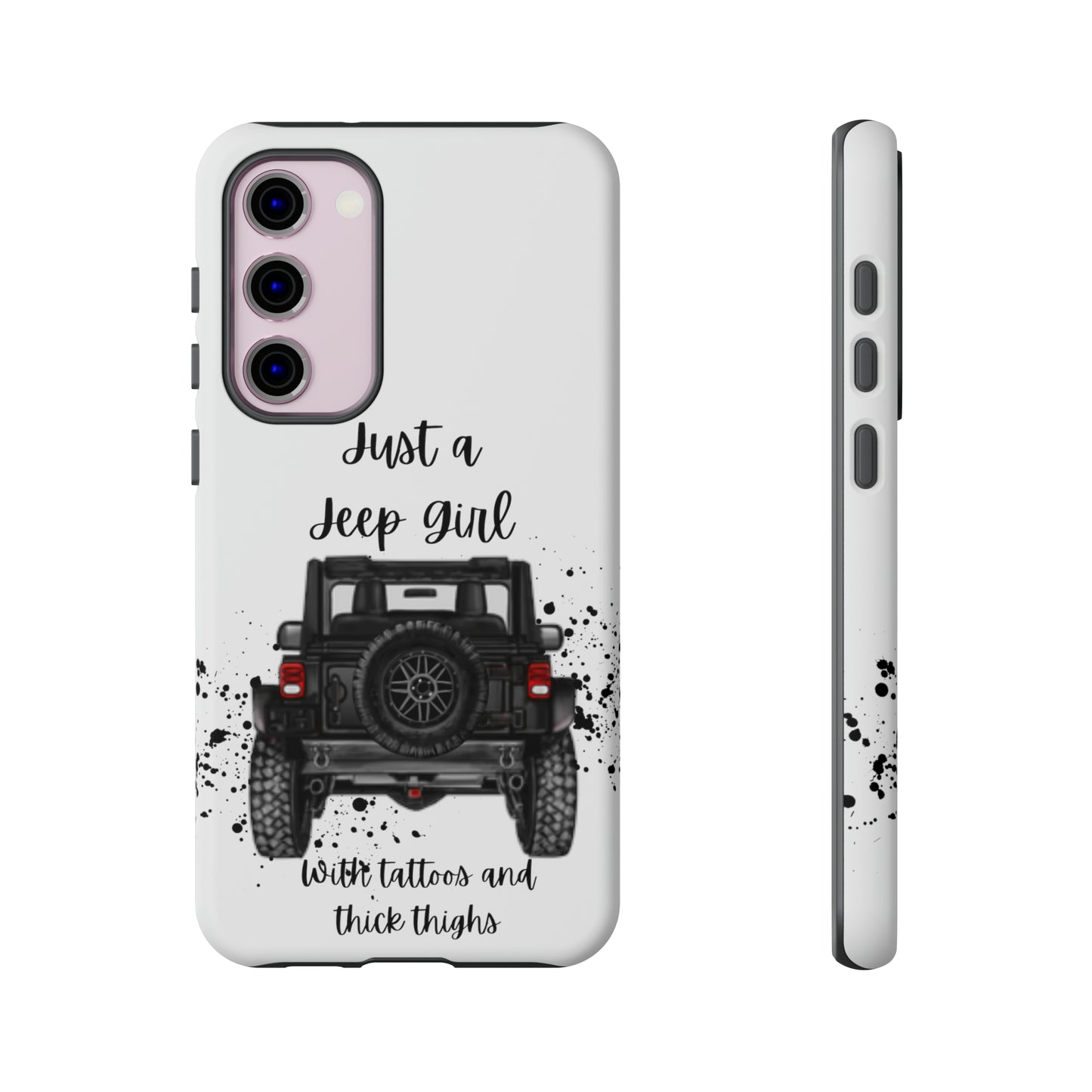 Off Road Girl with Tattoos and Thick Thighs Black Protective Phone Case