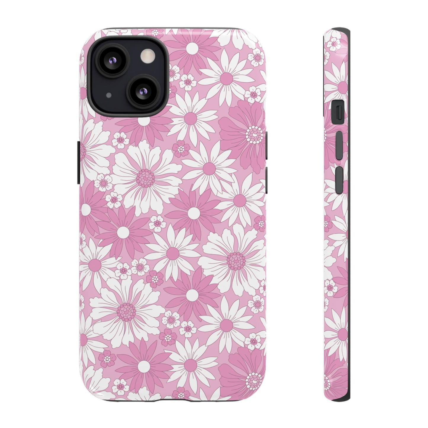 Pink and White Flowers Protective Phone Case