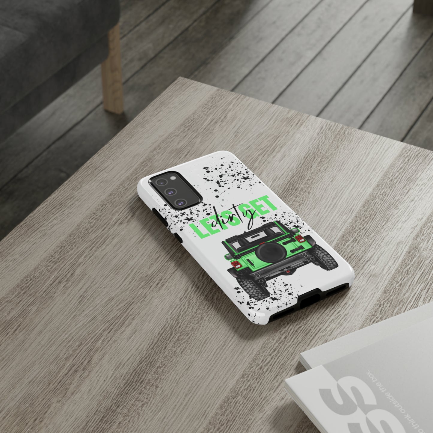 Lets Get Dirty Off Road Green Splatter Protective Phone Case