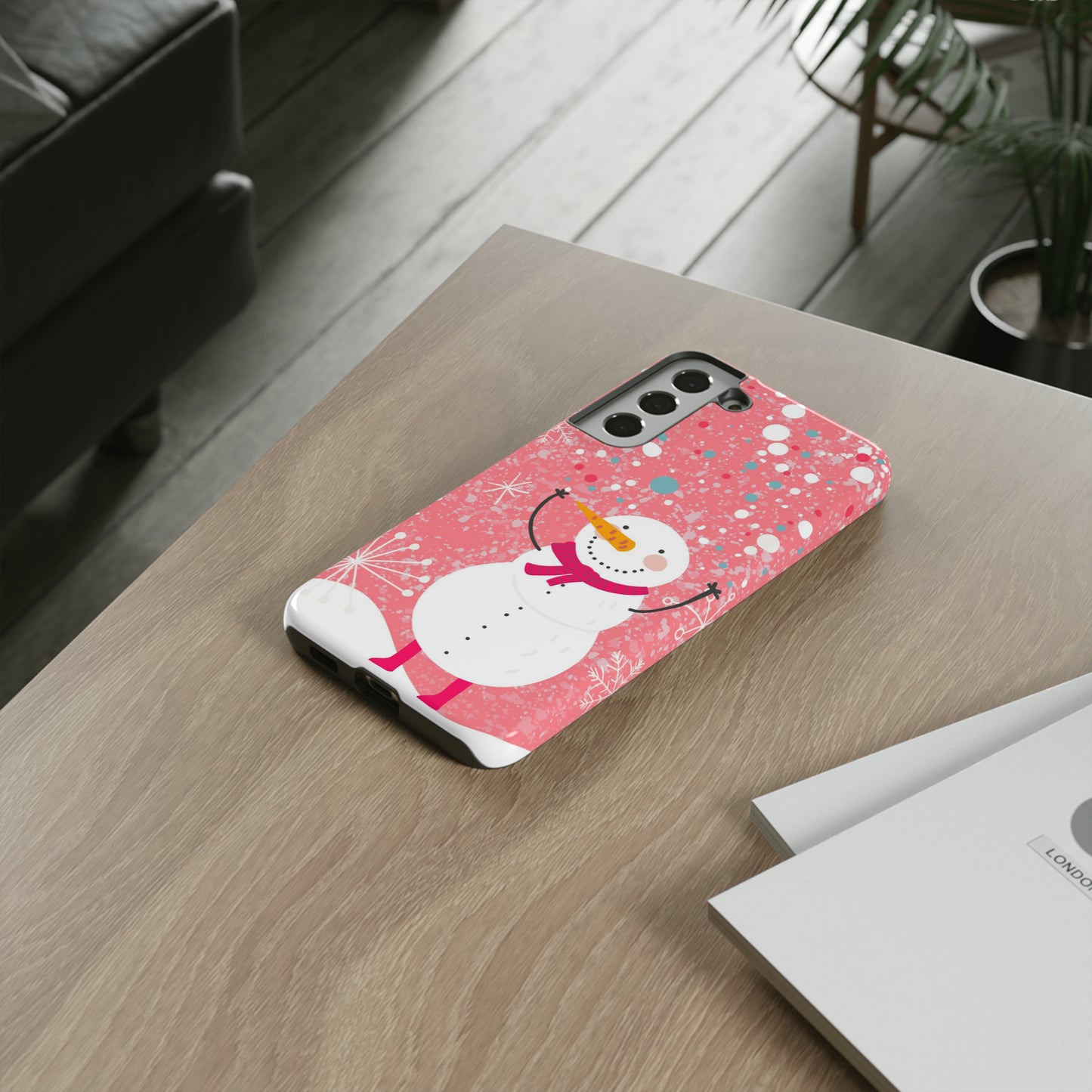 Pink Snowman Protective Case for Iphone, Samsung and a Google phones