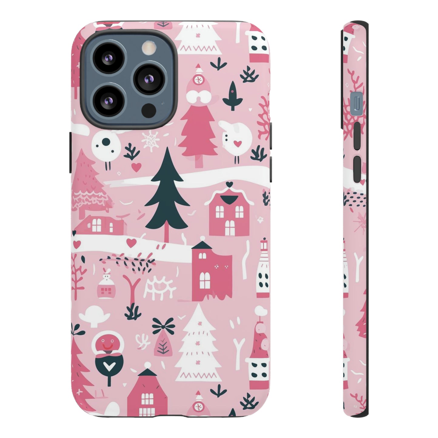 Pink Christmas Design Protective Case for Iphone, Samsung and Google Phones