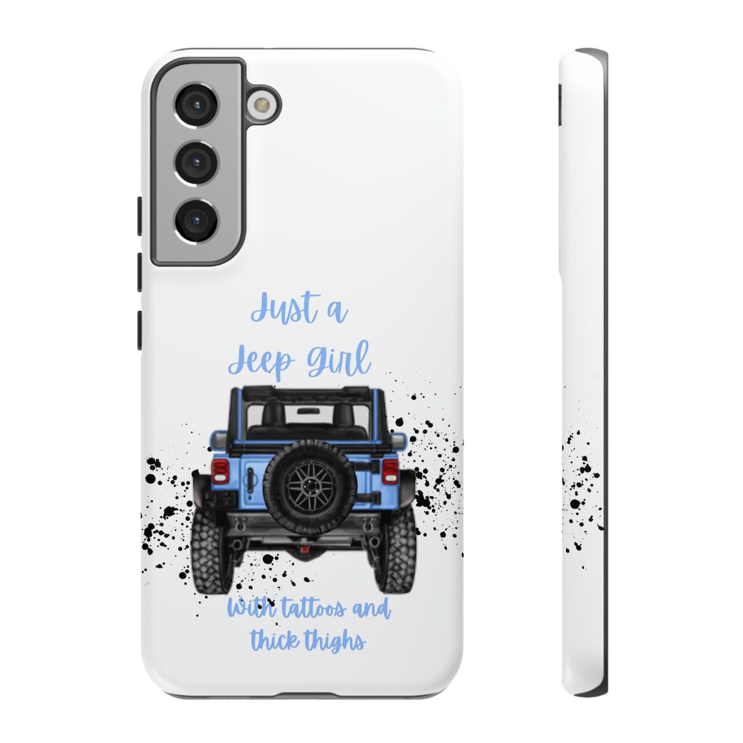 Off Road Girl with Tattoos and Thick Thighs Blue Protective Phone Case