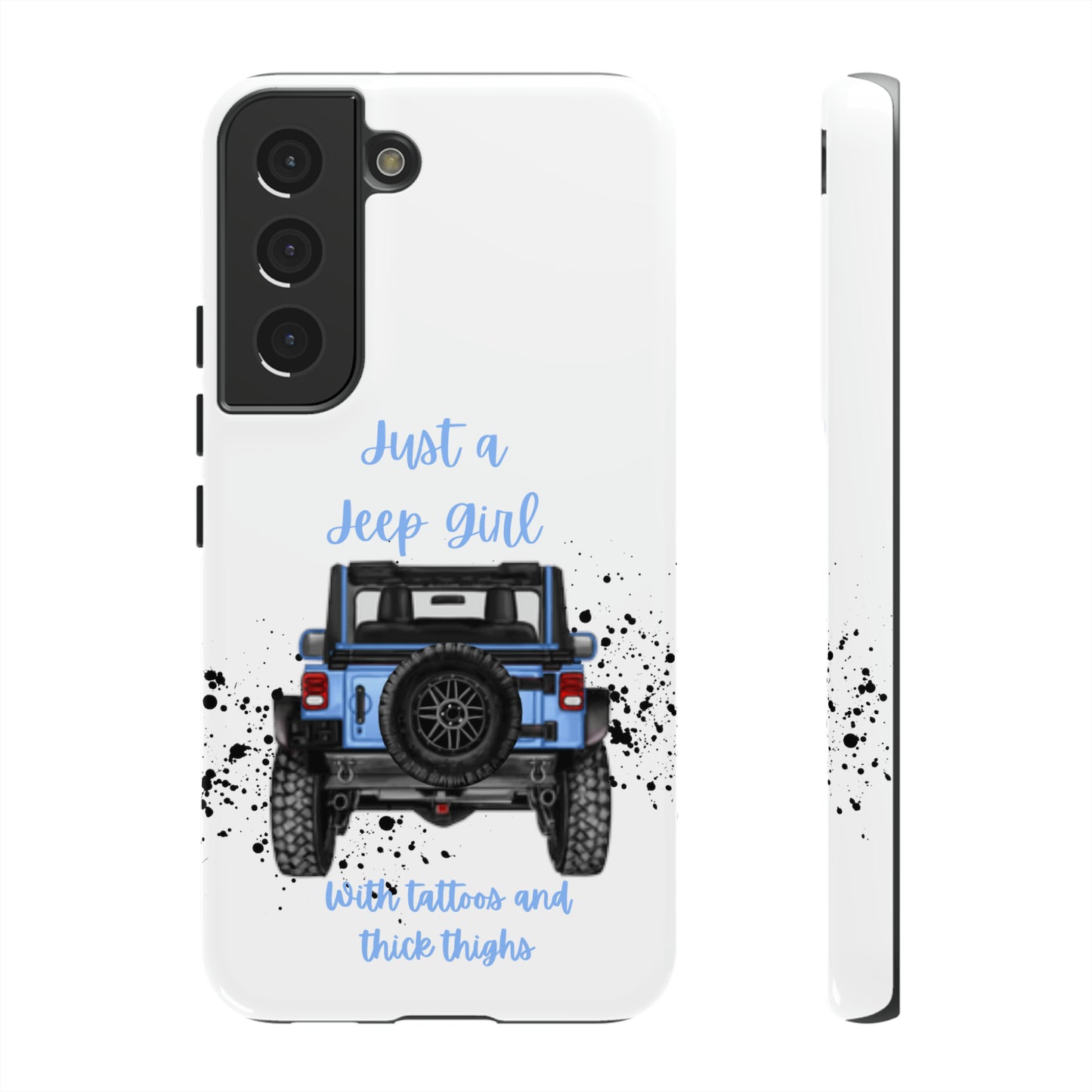 Off Road Girl with Tattoos and Thick Thighs Blue Protective Phone Case