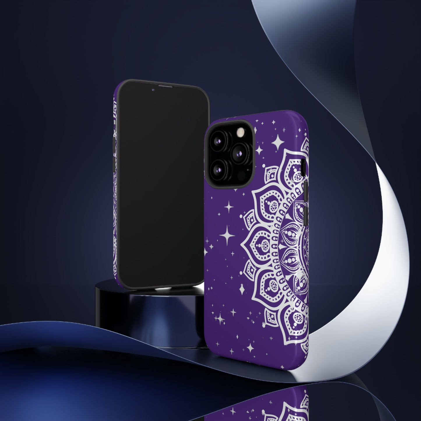 Purple mandala protective phone case for iPhone, Samsung and Google