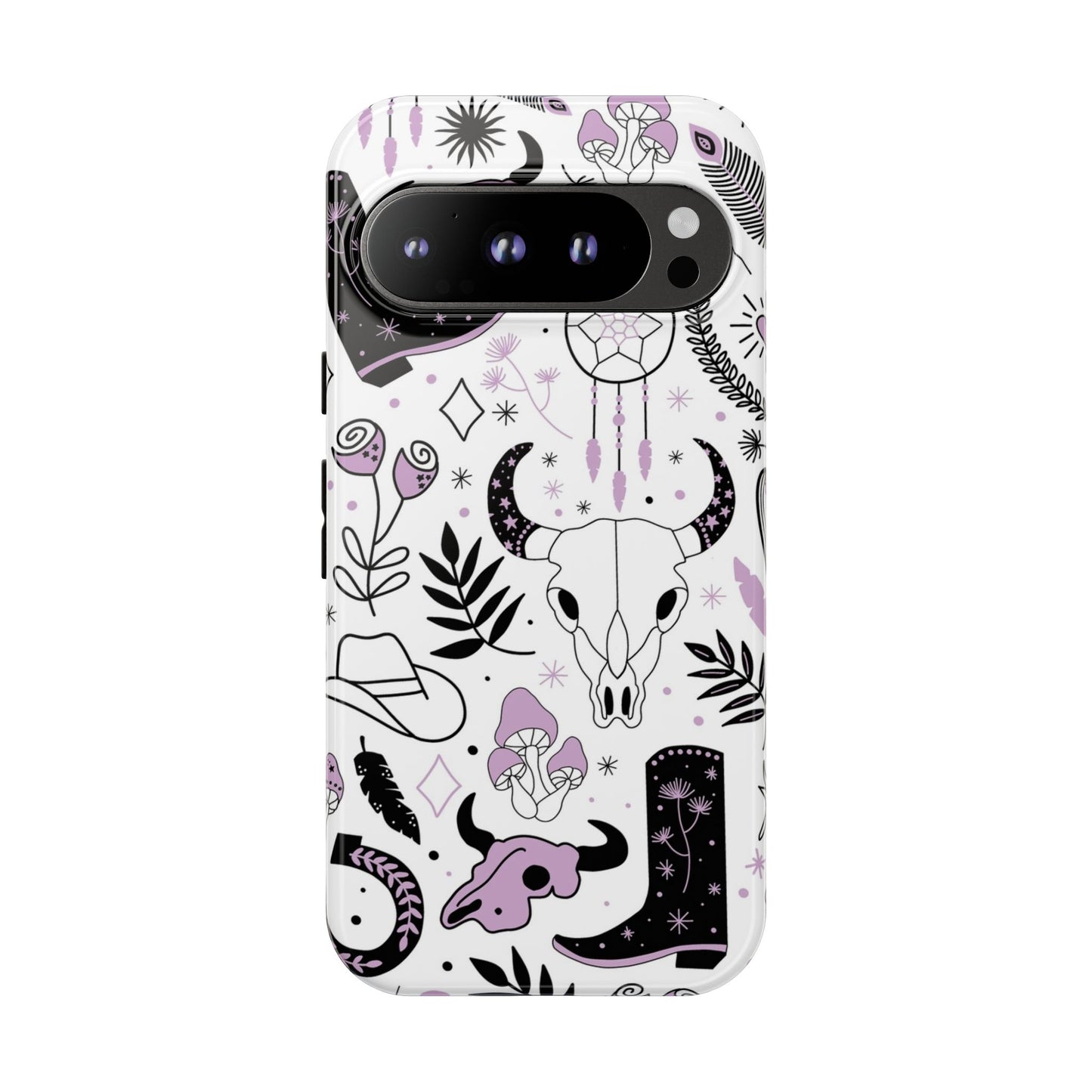 Purple and Black Western Protective Drop Proof Case Iphone, Samsung and Google phones