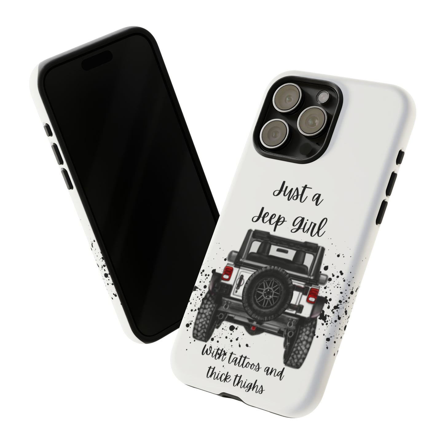 Off Road Girl with Tattoos and Thick Thighs Black Protective Phone Case