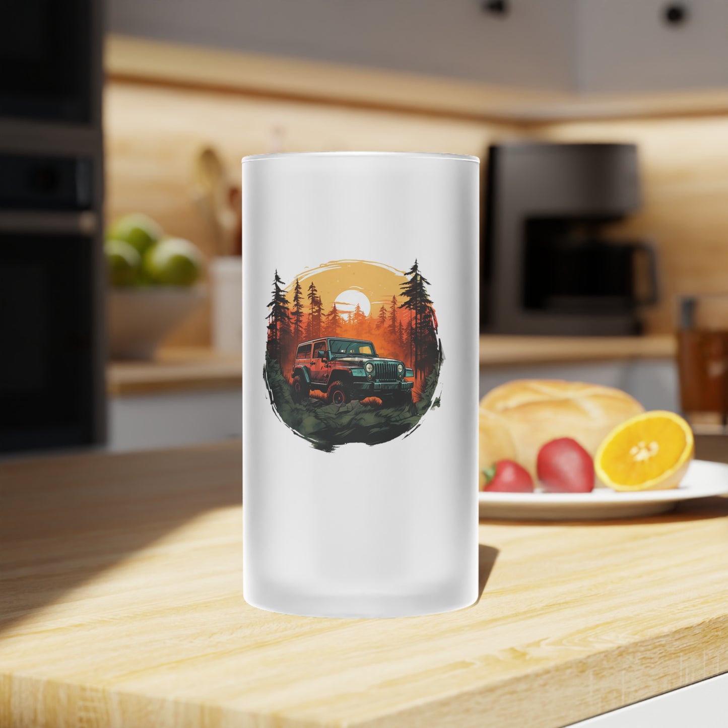 Jeep Frosted Glass Beer Mug