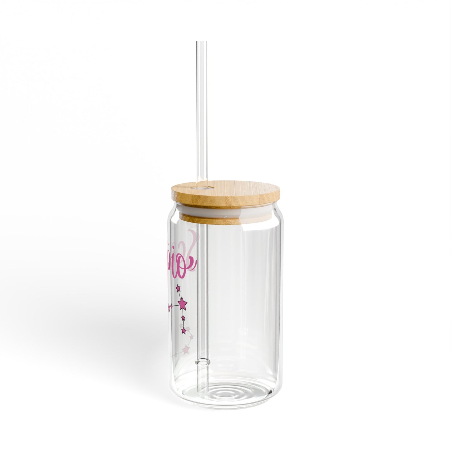 Scorpio 16oz Glass Can with Lid and Straw