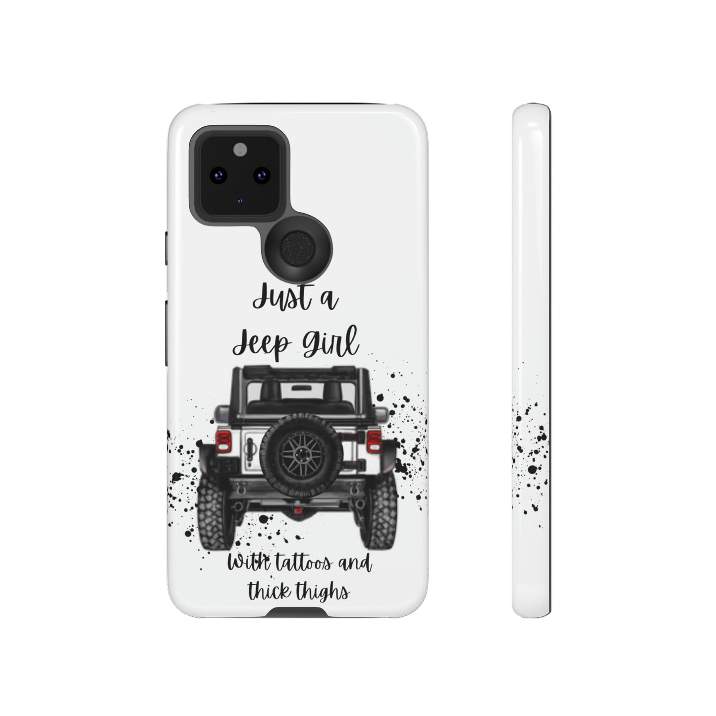 Off Road Girl with Tattoos and Thick Thighs Black Protective Phone Case