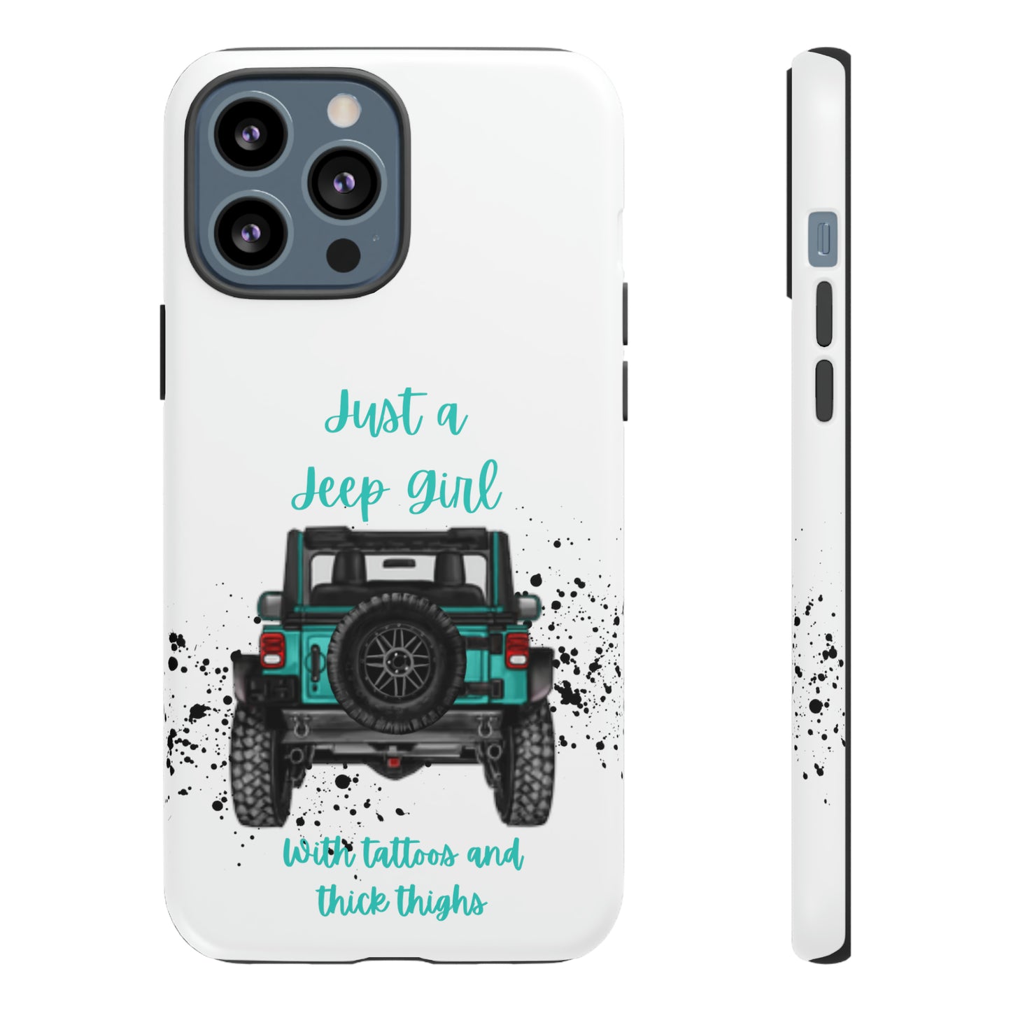 Off Road Girl with Tattoos and Thick Thighs Turquoise Protective Phone Case